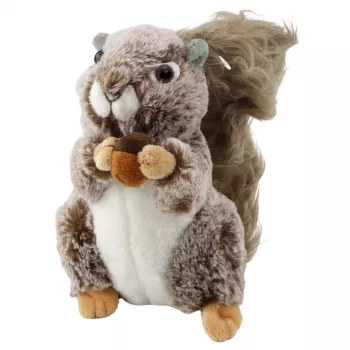 LEAN TOYS Plush Cuddly Toy Squirrel with a Nut Brown 18cm