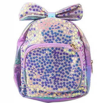 LEAN Bērnu mugursoma ar secīgiem ziediem un banti, violeta, 22cm, 2.8L
