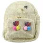 LEAN Children's Backpack Embroidered Pompoms Colorful Cream 20cm 2.5L
