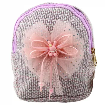 LEAN bērnu mugursoma ar pīto bantīti un zaķi, violeta, 21 cm, 2 L