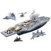 LEAN TOYS Liels militārais gaisa kuģu bāzes kuģis ar iznīcinātājiem, tankiem un transportlīdzekļiem 70cm