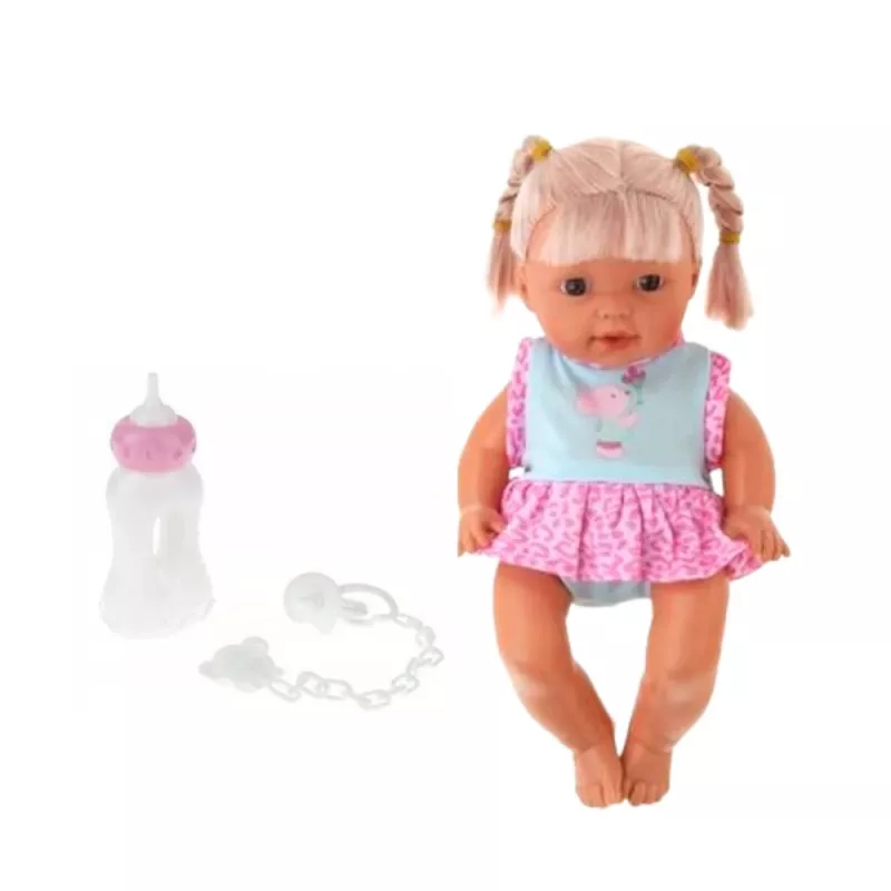 LEAN TOYS Bērnu lelle pārnēsāšanas somā ar pudelīti, knupīti, runā, muld, čurā