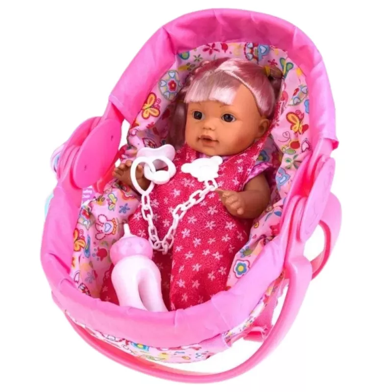 LEAN TOYS Bērnu lelle pārnēsāšanas somā ar pudelīti, knupīti, runā, muld, čurā