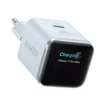 ANKER Nano Charger 45W GaN 1x USB-C ActiveShield 5.0 Touchsensor iPhone Recognition SmartDisplay Pastel Blue