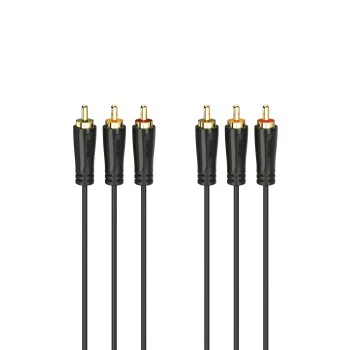 HAMA 3x RCA uz 3x RCA Audio/Video kabelis 3m, apzeltīti savienotāji