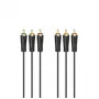 HAMA 3x RCA uz 3x RCA Audio/Video kabelis 3m, apzeltīti savienotāji