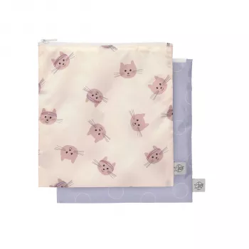 Lassig Snack Bag Set 2-Pack Tiny Team Cat Atkārtoti lietojami maisiņi ar rāvējslēdzēju