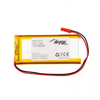 Akyga AKY1377 LP613381 Li-Po akumulators 3,7 V 2100 mAh, PCM, JST 2,54 2 kontaktu, 150 mm