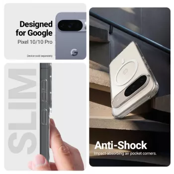 Crong Hybrid Clear Magnetic Case ar MagSafe Google Pixel 10 / 10 Pro, caurspīdīgs