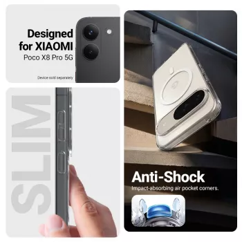 Crong Hybrid Clear Magnetic Case for Xiaomi POCO X8 Pro 5G, Transparent, MagSafe Compatible