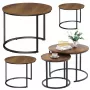 LEAN 3-in-1 apaļo kafijas galdiņu komplekts vintage dabīgā koka krāsā 51cm 40cm 30cm