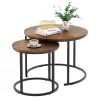 LEAN 3-in-1 apaļo kafijas galdiņu komplekts vintage dabīgā koka krāsā 51cm 40cm 30cm