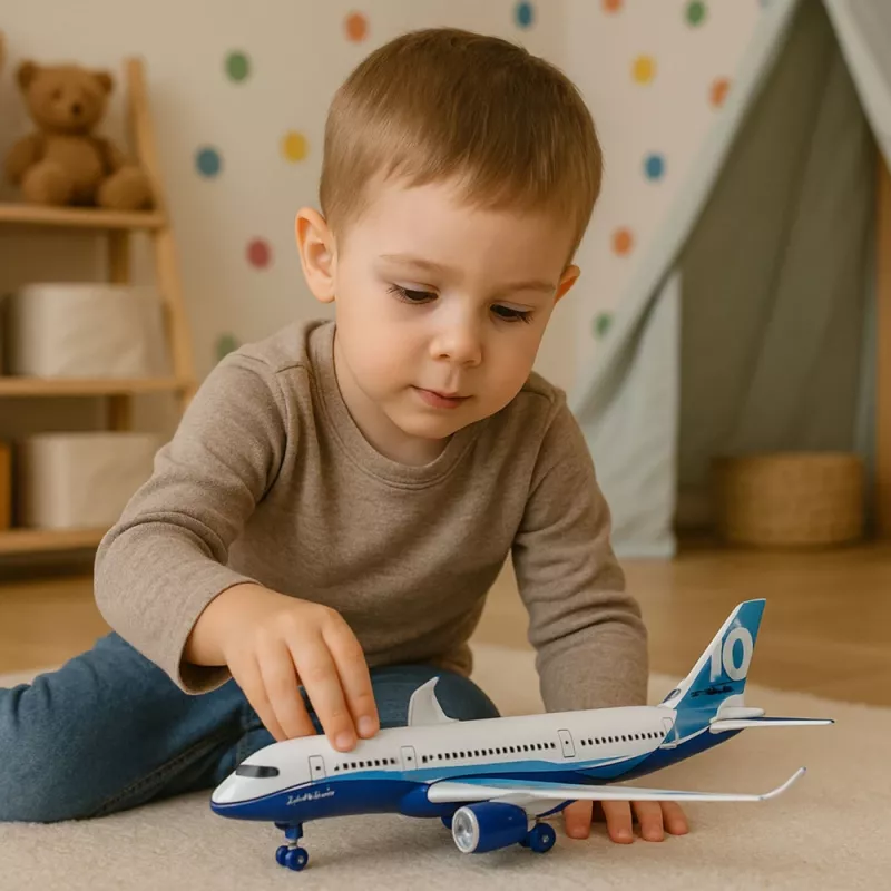 LEAN TOYS pasažieru lidmašīna ar atpakaļgaitas motoru, metāla, gaismas, skaņas, 23 cm