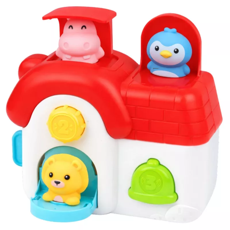 LEAN TOYS Interaktīvā izglītojošā māja mazuļiem - Uzlēcošie dzīvnieki