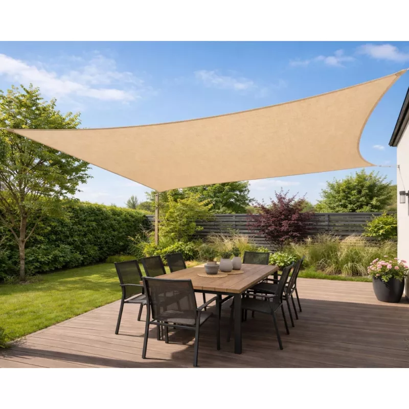 LEAN Rectangular Beige Waterproof Garden Sun Sail 200x300 cm