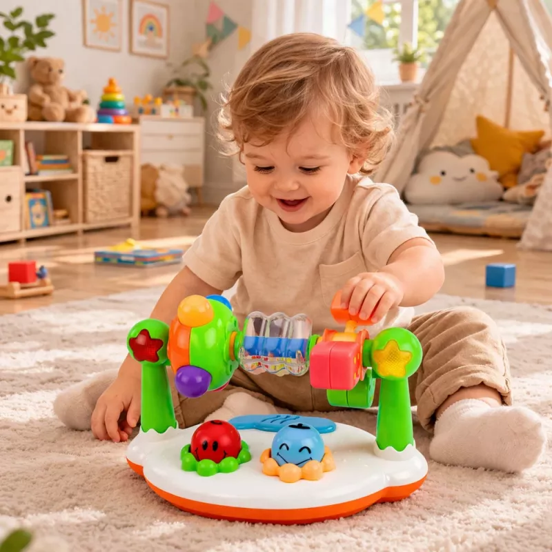 LEAN TOYS Interaktīva muzikāla rotaļlieta mazuļiem Grabulis Gaismas Skaņas