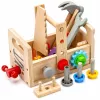 LEAN TOYS Koka instrumentu komplekts bērniem ar zobratiem un uzgriežņiem - 25 daļas, FSC koks, 3+ gadi