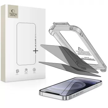 TECH-PROTECT Quick Set Spy+ Privacy rūdīta stikla ekrāna aizsargs Apple iPhone 12 / iPhone 12 Pro (2 iepakojumā)