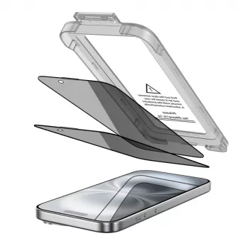 TECH-PROTECT QUICK SET SPY+ Privātuma rūdīta stikla ekrāna aizsargs 2 iepakojumā Apple iPhone 15 / iPhone 16