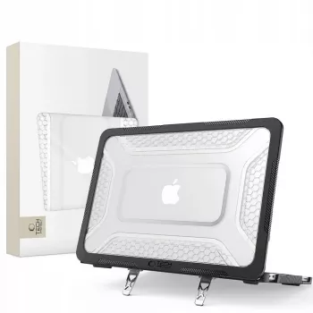Tech-Protect Kevlar Pro MacBook Neo 13 2026 matēti melns/caurspīdīgs aizsargmaciņš klēpjdatoram