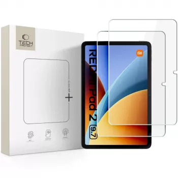 TECH-PROTECT Glass Fit+ Rūdīta stikla ekrāna aizsargs Xiaomi Redmi Pad 2 9.7 - 2 iepakojums, dzidrs