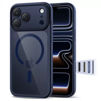TECH-PROTECT MAGPEAK MagSafe Hybrid Case for Apple iPhone 17 Pro, Deep Blue/Clear