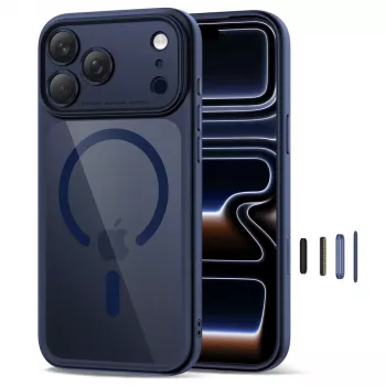 TECH-PROTECT MAGPEAK MagSafe Hybrid Case for Apple iPhone 17 Pro, Deep Blue/Clear