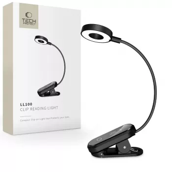 TECH-PROTECT LL100 Clip lasīšanas gaisma melna