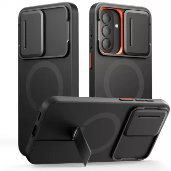 TECH-PROTECT Kevlar Aura MagSafe Case for Samsung Galaxy A57, Black/Orange