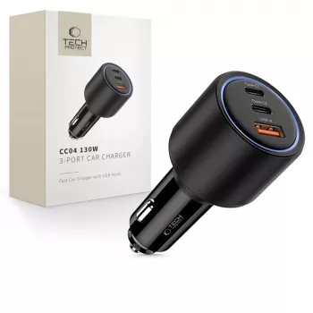 TECH-PROTECT CC04 3-Port Car Charger PD 130W Black