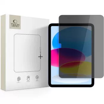 Tech-Protect Glass Spy+ Privacy Screen Protector Apple iPad 10.9 collu (10. paaudze 2022) / 11 collu (2025) - Rūdīts stikls, 2-virzienu privātums, 9H cietība, 0,3 mm, oleofobs pārklājums, bez burbuļiem, caurspīdīgs