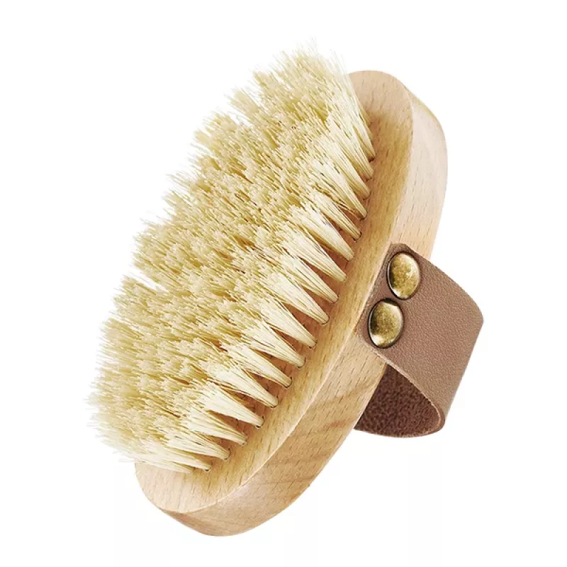 GLOV Dry Body Brush - Dabīgas Tampiko šķiedras, Dižskābarža rokturis, Ergonomiska rokas siksna pīlingam un masāžai