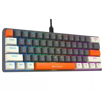 Tracer GameZone Claws 61 vadu mehāniskā spēļu tastatūra, 60% izkārtojums, zilie slēdži, RGB fona apgaismojums, pelēka