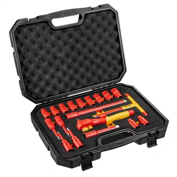 NEO TOOLS 1000V Izolēta uzgriežņu atslēgu komplekts, 19 gab., 1/2 collas piedziņa, hroma vanādija tērauds, VDE sertificēts