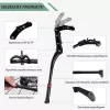 ROCKBROS Bicycle Kickstand JC1005BK - Melns, regulējams 345-400mm, alumīnija sakausējums, pretslīdes gumijas pēda, 24-29 collu riteņiem