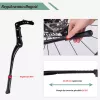 ROCKBROS Bicycle Kickstand JC1005BK - Melns, regulējams 345-400mm, alumīnija sakausējums, pretslīdes gumijas pēda, 24-29 collu riteņiem