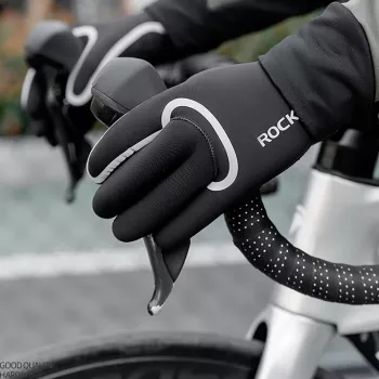 ROCKBROS Pilnpirkstu ūdensnecaurlaidīgi riteņbraukšanas cimdi L/XL Melni