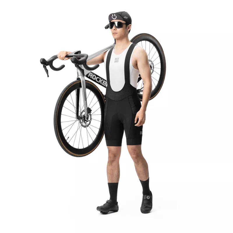 ROCKBROS YDDK009 Vīriešu riteņbraukšanas bikšturi ar ieliktni, īsā garumā, L izmērs, melns