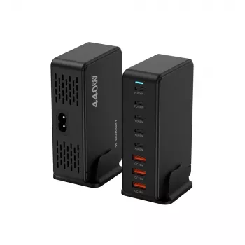 Wozinsky WSL-440 440W GaN QC3 uzlādes stacija - Melna