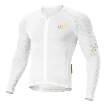 ROCKBROS YDCX008 Diamond Long Sleeve Cycling Jersey XS White