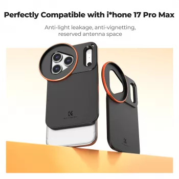 KF Aizsargājošs fotogrāfijas maciņš ar 58mm objektīva stiprinājumu Apple iPhone 17 Pro Max - Melns