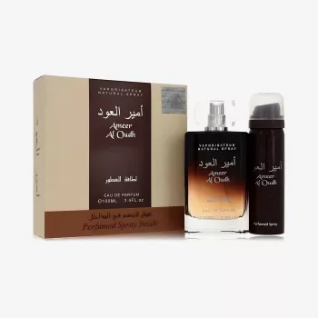 Lattafa Duo Ameer Al Oudh Eau de Parfum 100ml + Smaržīgs aerosols 50ml Dāvanu komplekts