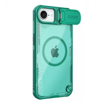 Nillkin Iceblade Prop Magnetic Case ar kameras vāciņu un statīvu iPhone 16e / 17e - Zaļš