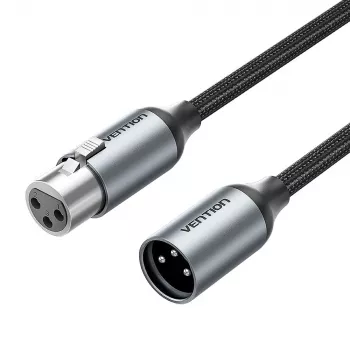 VENTION BKHHI XLR Mikrofona kabelis 3m Melns Nylon Pīts ar Alumīnija Savienotājiem