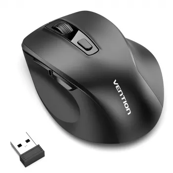 Vention KTMB0 Divrežīmu 2.4GHz + Bluetooth 5.1 Bezvadu optiskā pele, 6 pogas, 800-2400 DPI, Melna