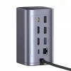 Baseus Air Spacemate 12-in-1 USB-C Hub, 2x HDMI 4K@60Hz, 2x USB-C 10Gbps, 2x USB-A 5Gbps, 2x USB-A 480Mbps, RJ45, SD/microSD, USB-C PD, Pelēks