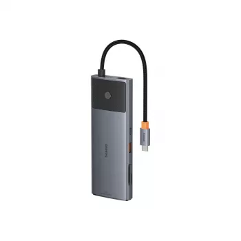 USB-C centrmezgls Baseus Metal Gleam II 10-in-1 HDMI USB-A USB-C RJ45 SD/TF - Space Gray