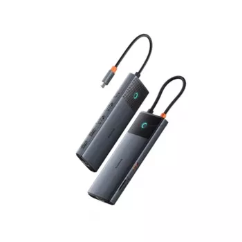 USB-C centrmezgls Baseus Metal Gleam II 10-in-1 HDMI USB-A USB-C RJ45 SD/TF - Space Gray
