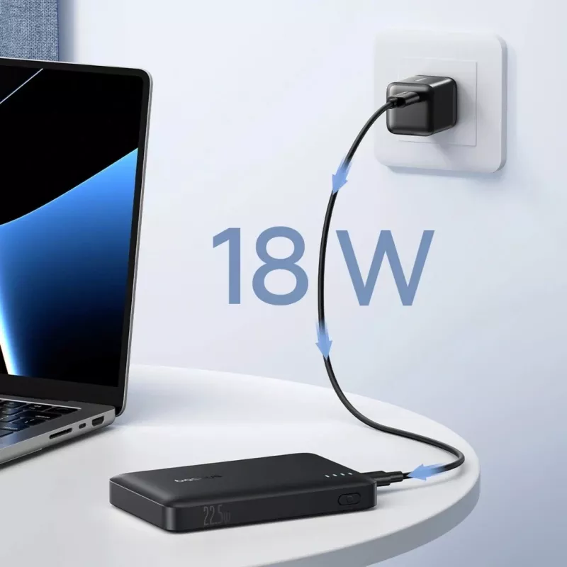 Baseus EnerFill FP21 10000 mAh 22.5W USB-A USB-C Power Bank Melns