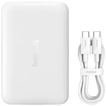 Baseus EnerFill FM11 Ultra-Mini 10000 mAh 22.5W MagSafe saderīgs ārējais akumulators balts